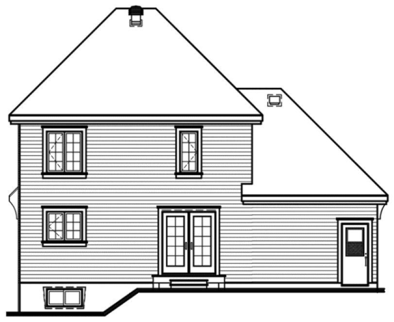 Rear Elevation for House Plan #145183
