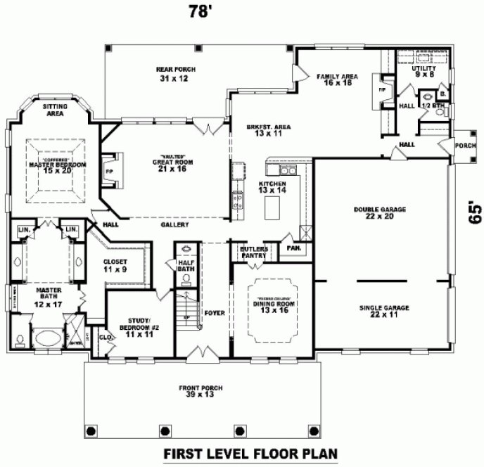 Main Floor Plan for House Plan #492762