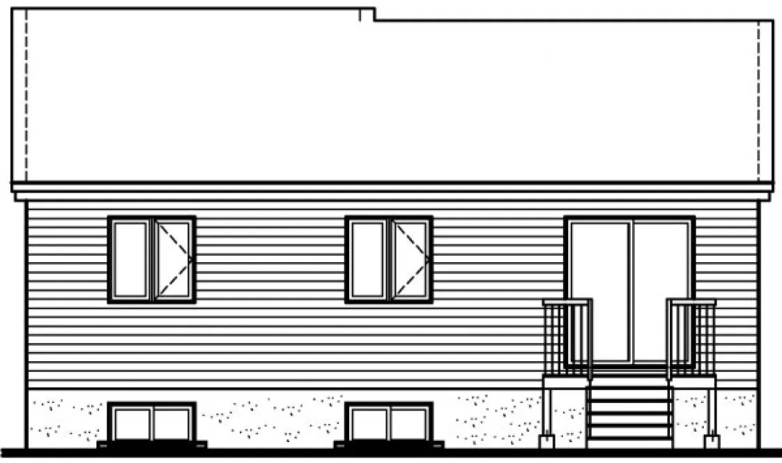 Rear Elevation for House Plan #141012