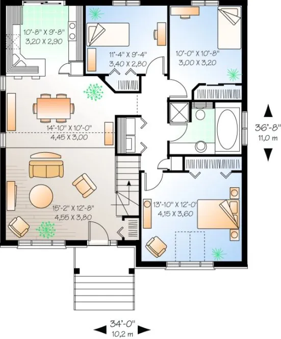 Main Floor Plan for House Plan #141012