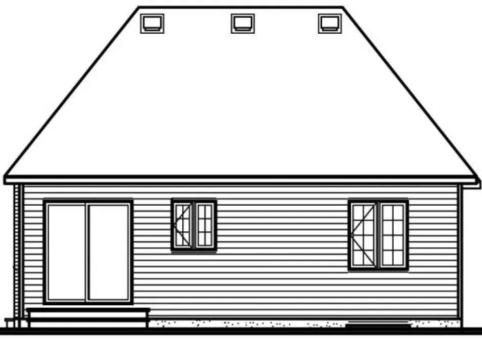 Rear Elevation for House Plan #141212