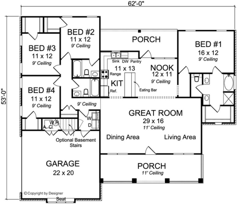 Main Floor Plan for House Plan #244881