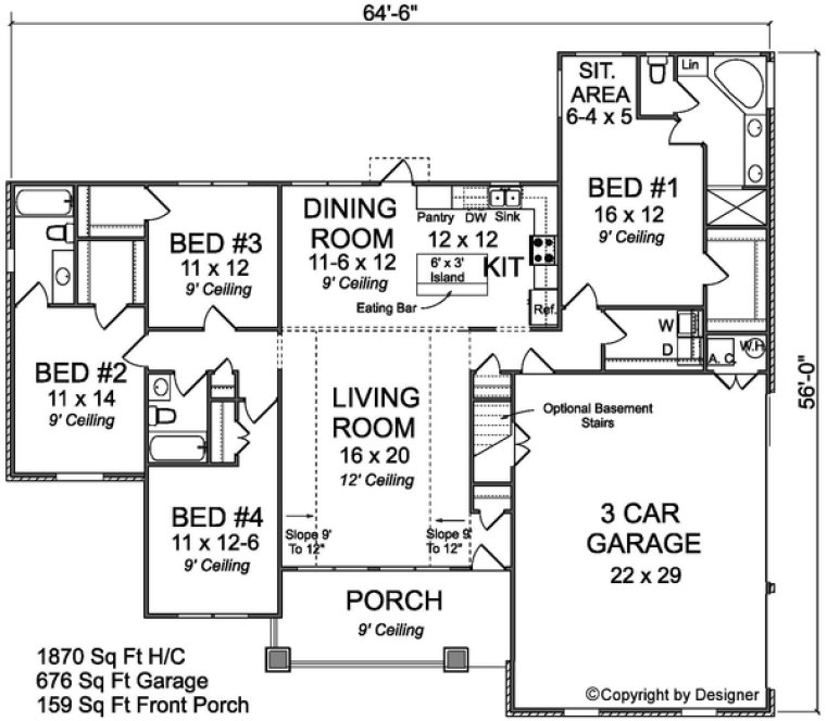 Main Floor Plan for House Plan #240781