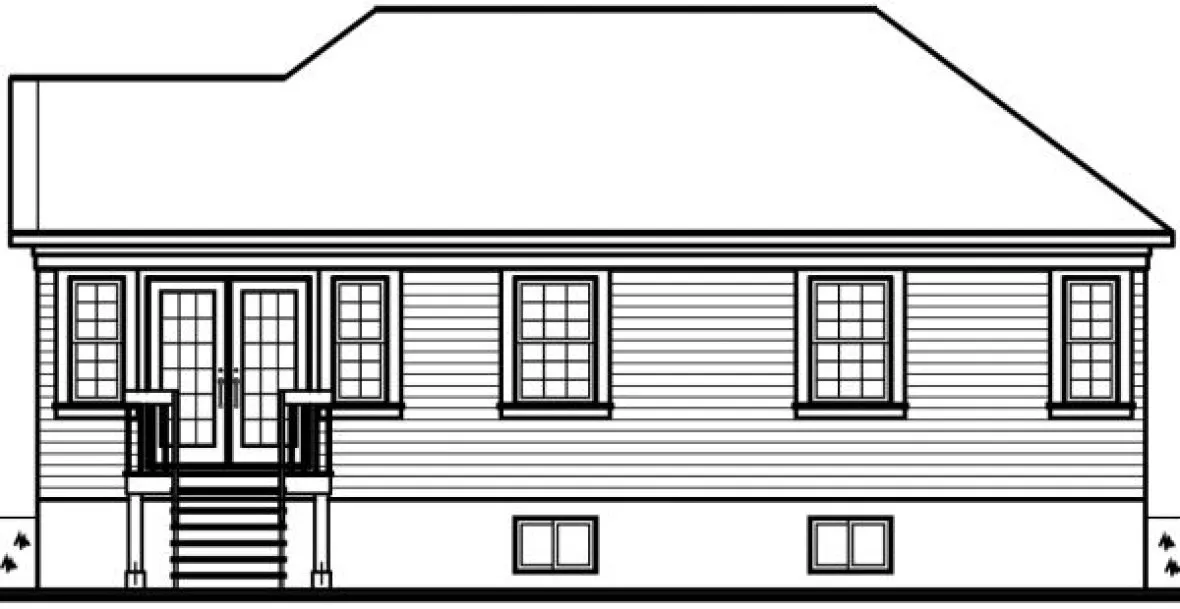 Rear Elevation for House Plan #142412