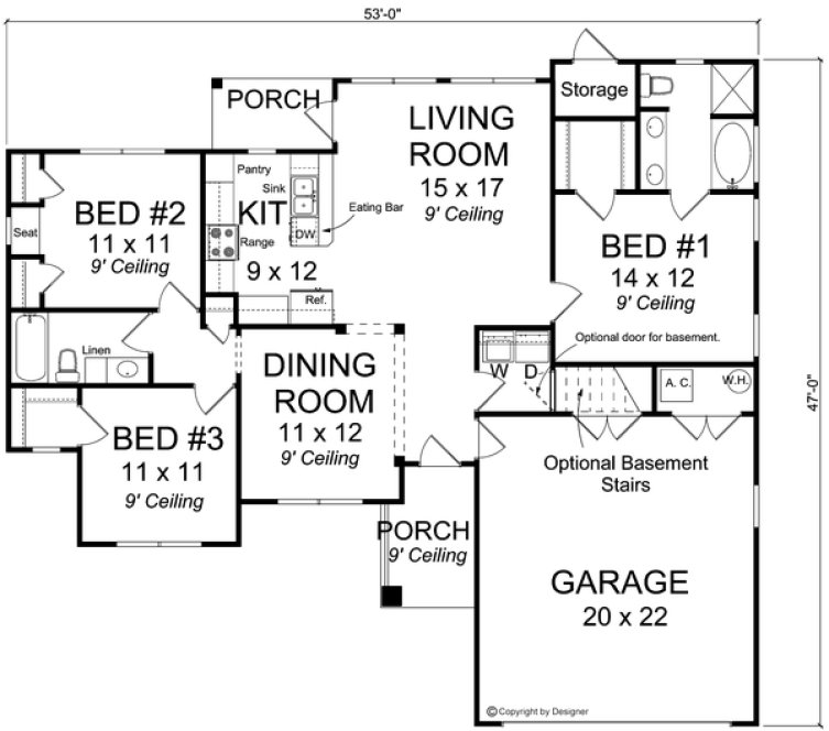 Main Floor Plan for House Plan #244921