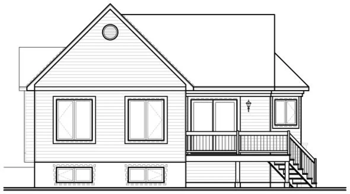 Rear Elevation for House Plan #148612