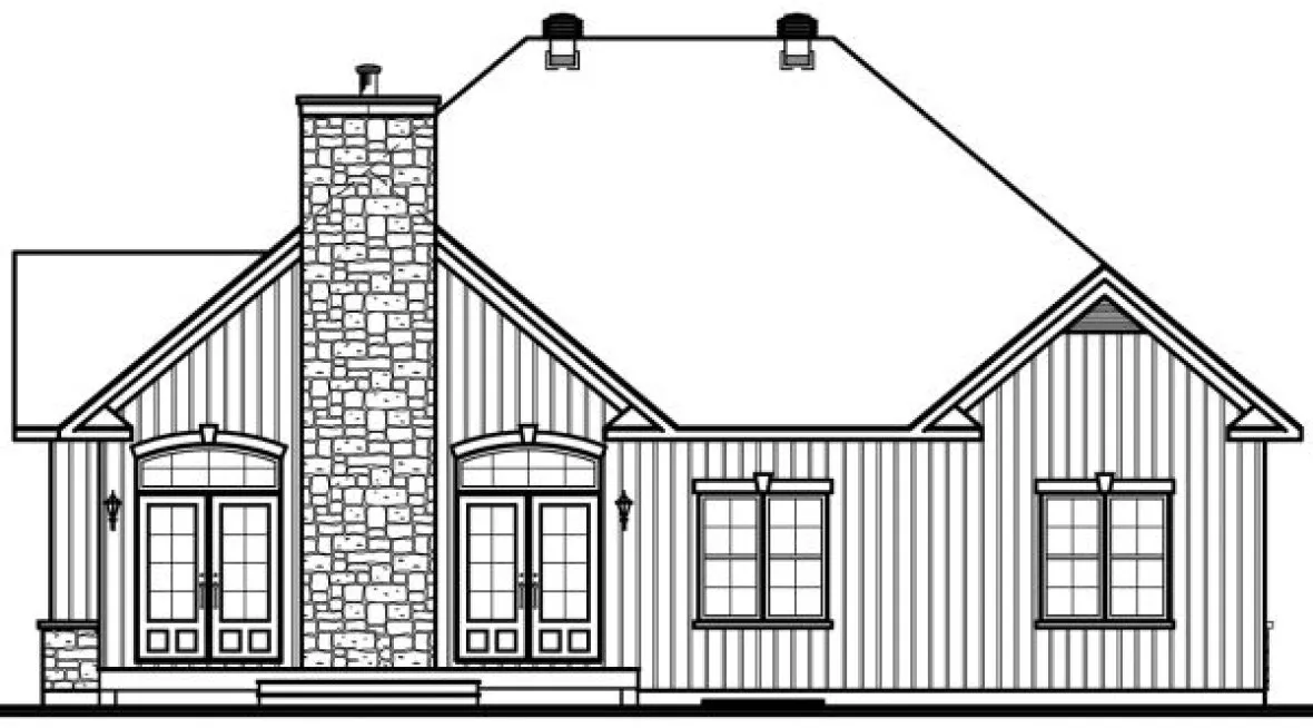 Rear Elevation for House Plan #141912