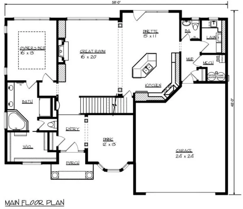 Main Floor Plan for House Plan #292092