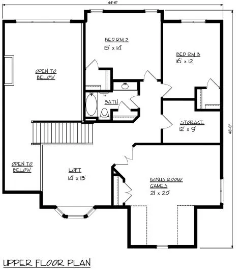 Second Floor Plan for House Plan #292092