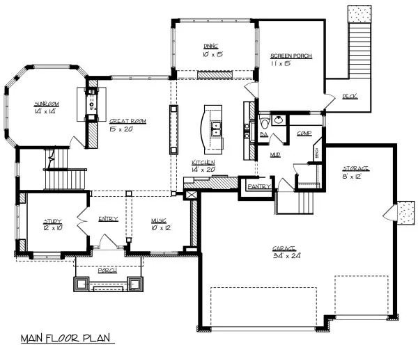 Main Floor Plan for House Plan #293092
