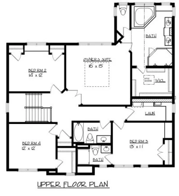 Second Floor Plan for House Plan #293092