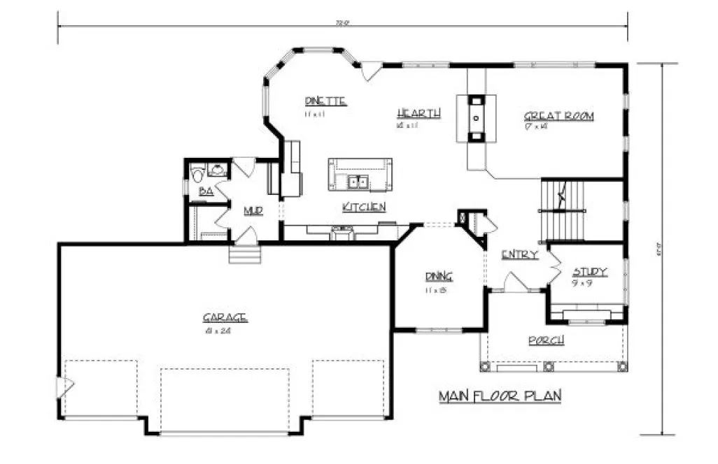 Main Floor Plan for House Plan #291192