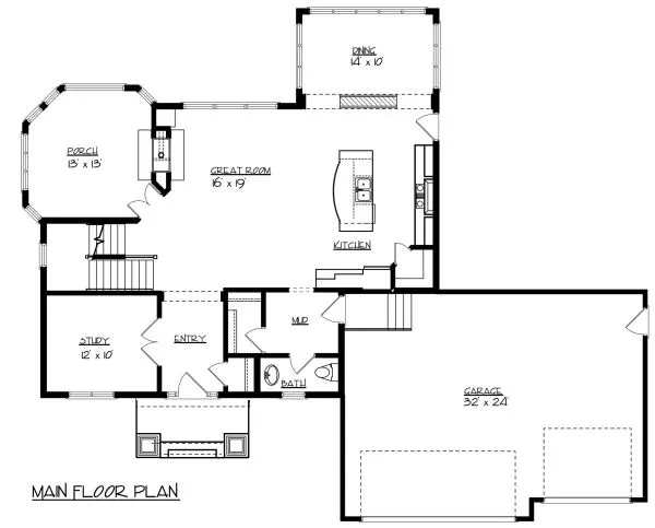 Main Floor Plan for House Plan #295192