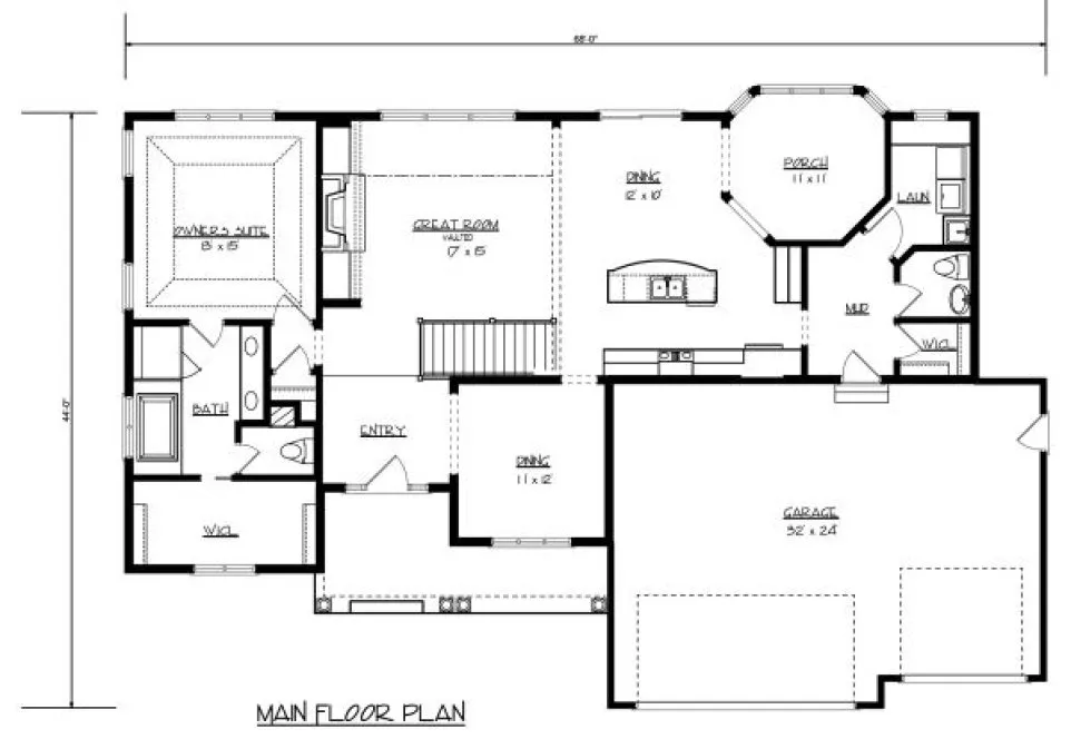 Main Floor Plan for House Plan #298192