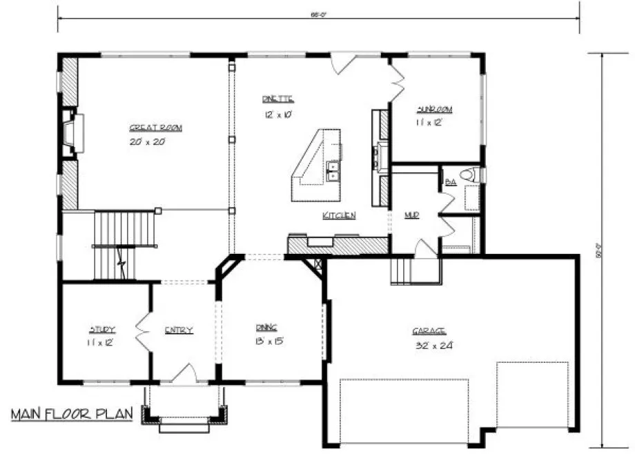Main Floor Plan for House Plan #299192