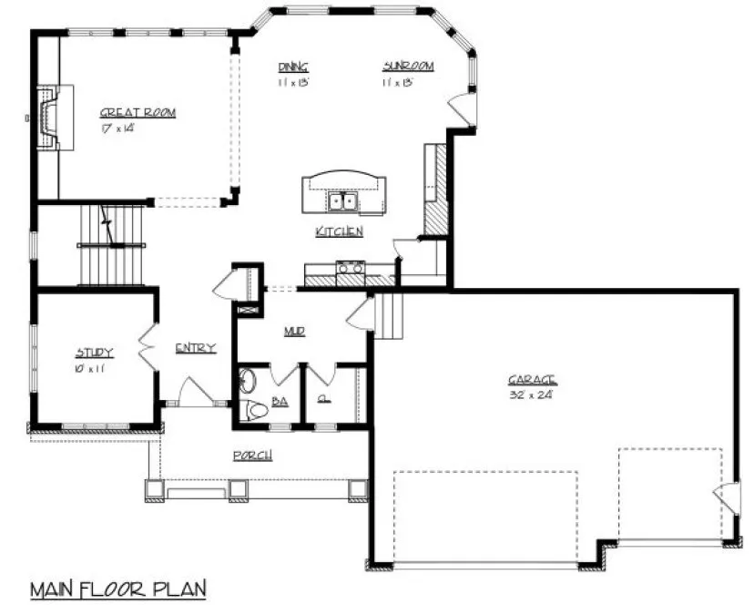 Main Floor Plan for House Plan #290292