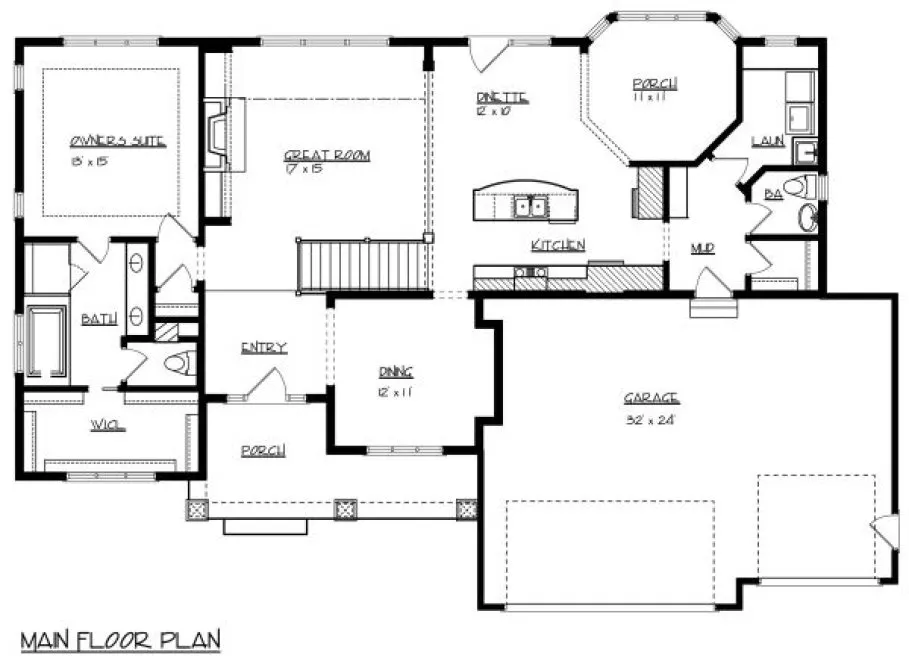 Main Floor Plan for House Plan #293292
