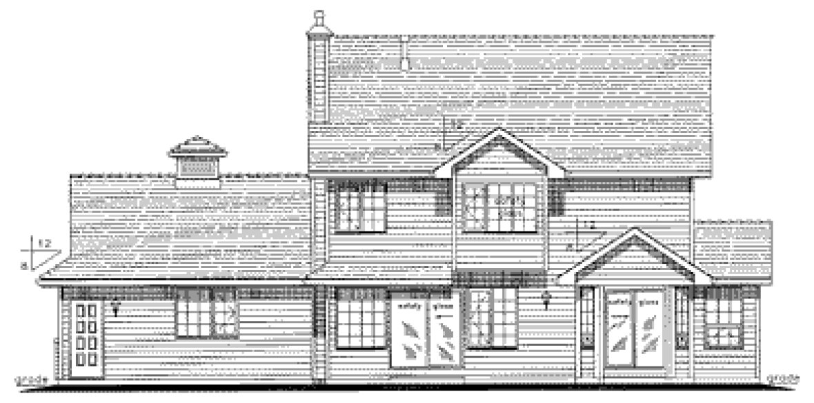 Rear Elevation for House Plan #130024