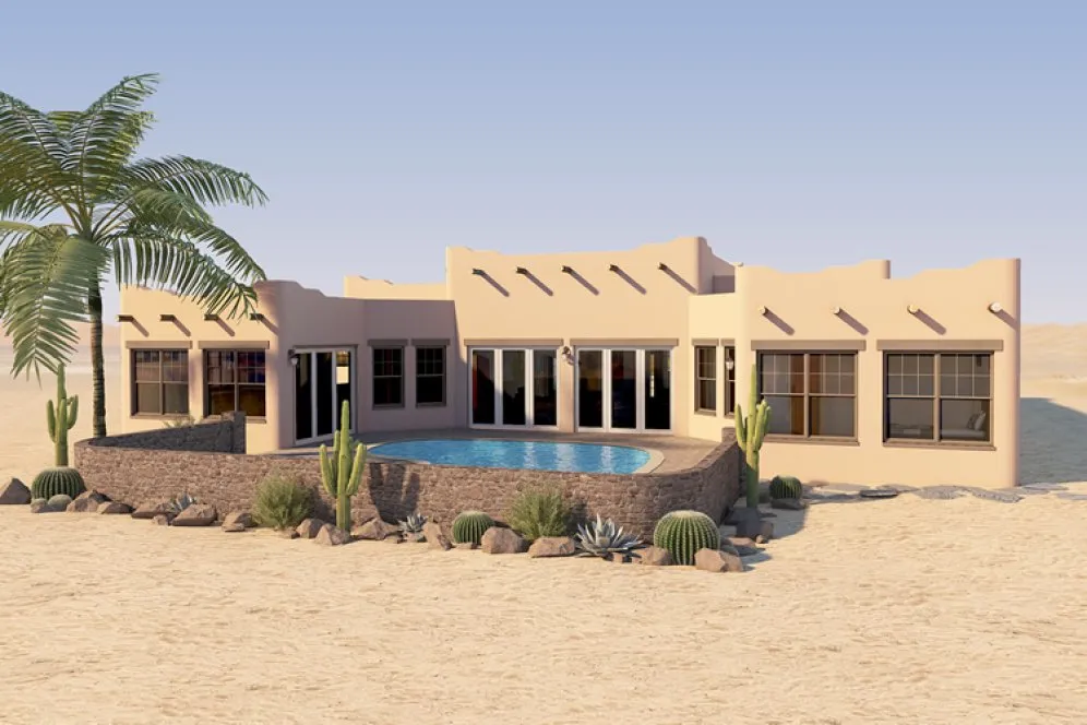 Rear Elevation for House Plan #195010