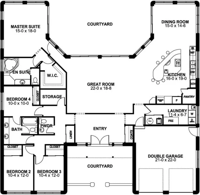 Main Floor Plan for House Plan #195010