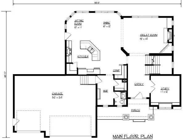 Main Floor Plan for House Plan #294392