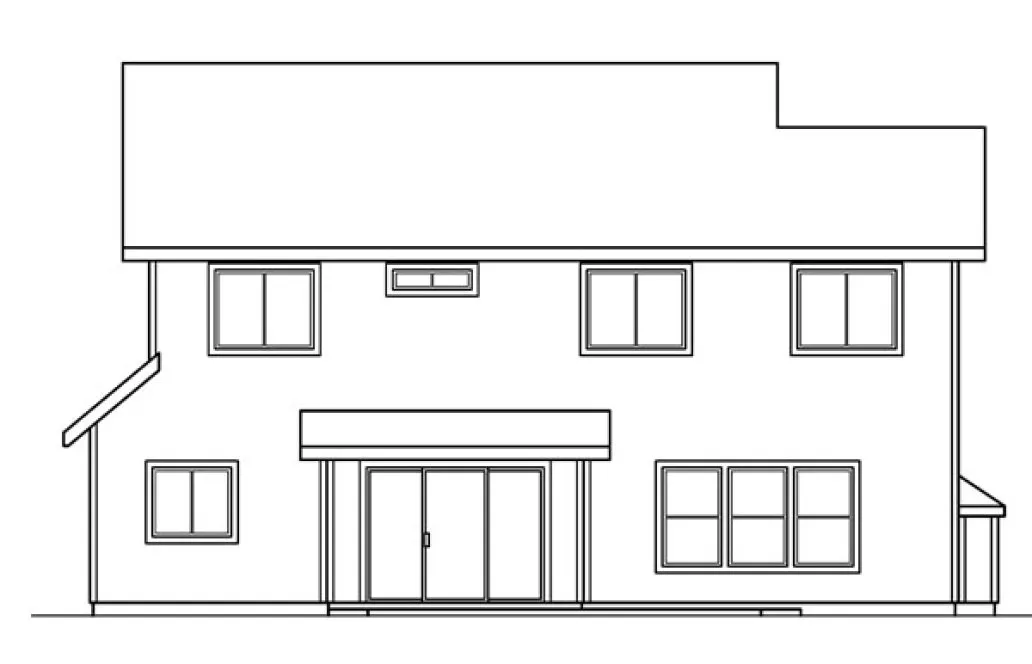 Rear Elevation for House Plan #341333