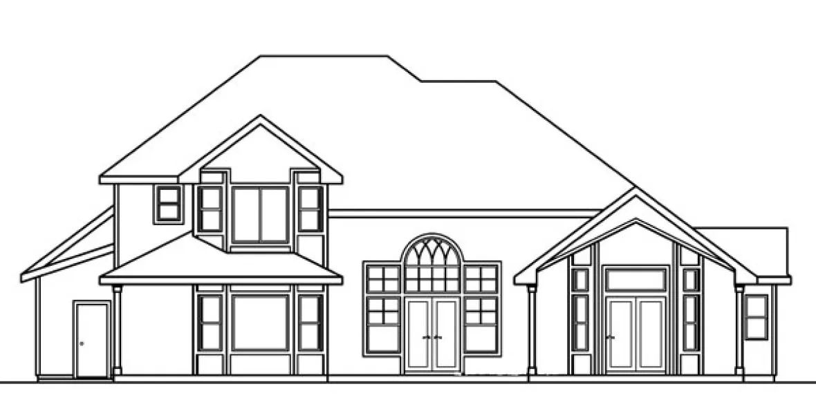 Rear Elevation for House Plan #342433