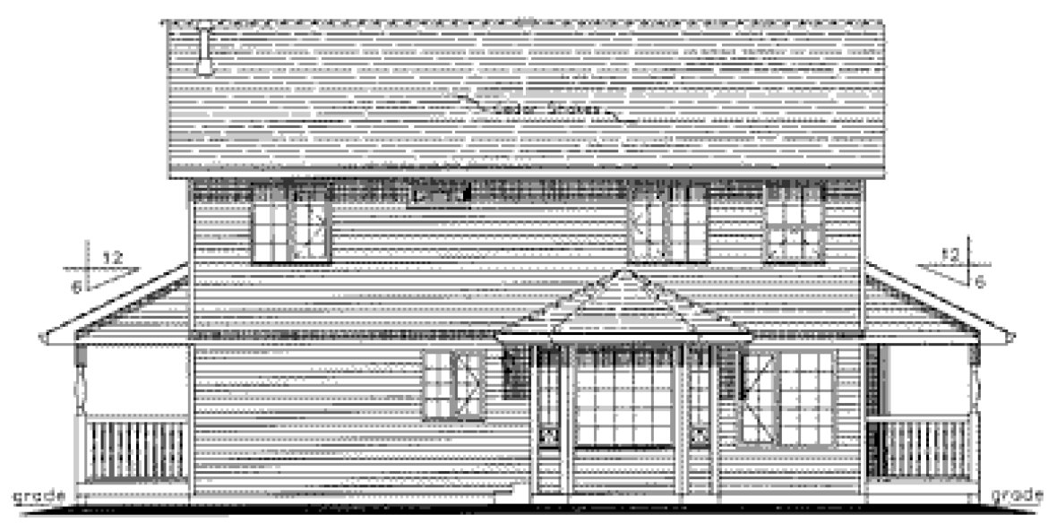 Rear Elevation for House Plan #139024