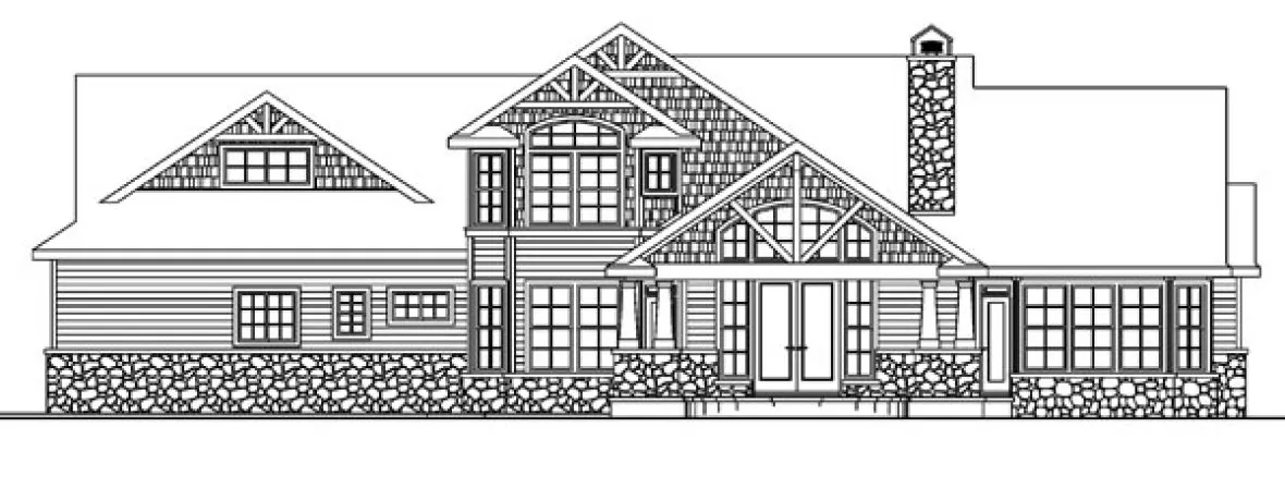 Rear Elevation for House Plan #349153