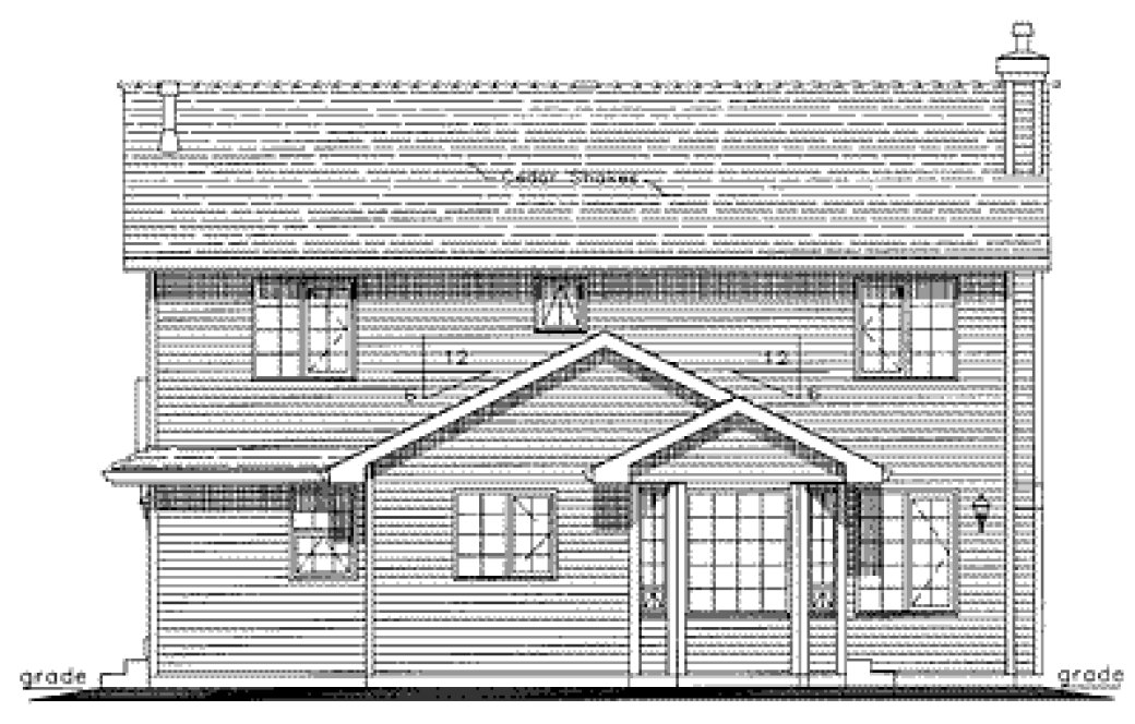 Rear Elevation for House Plan #130124