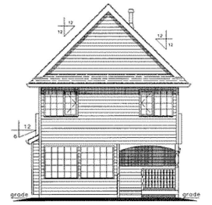 Rear Elevation for House Plan #133124