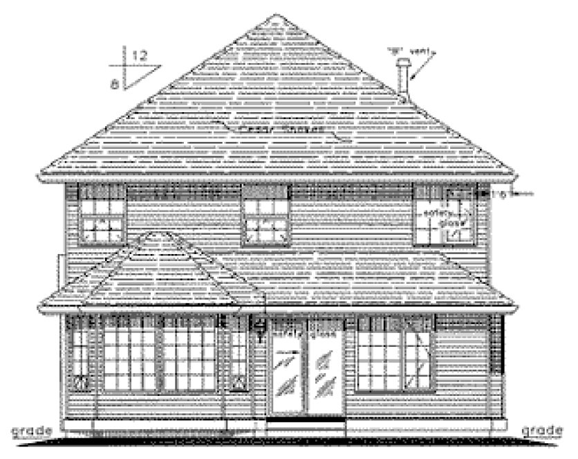 Rear Elevation for House Plan #130324