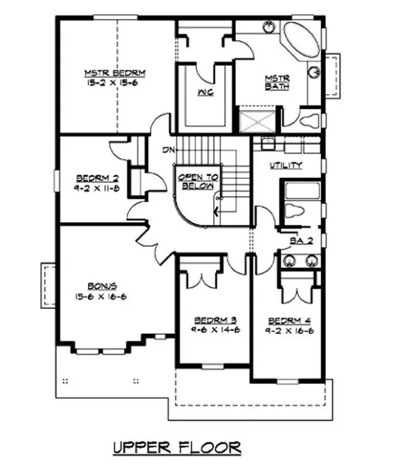 Second Floor Plan for House Plan #335782
