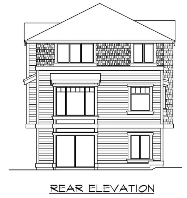 Rear Elevation for House Plan #332505