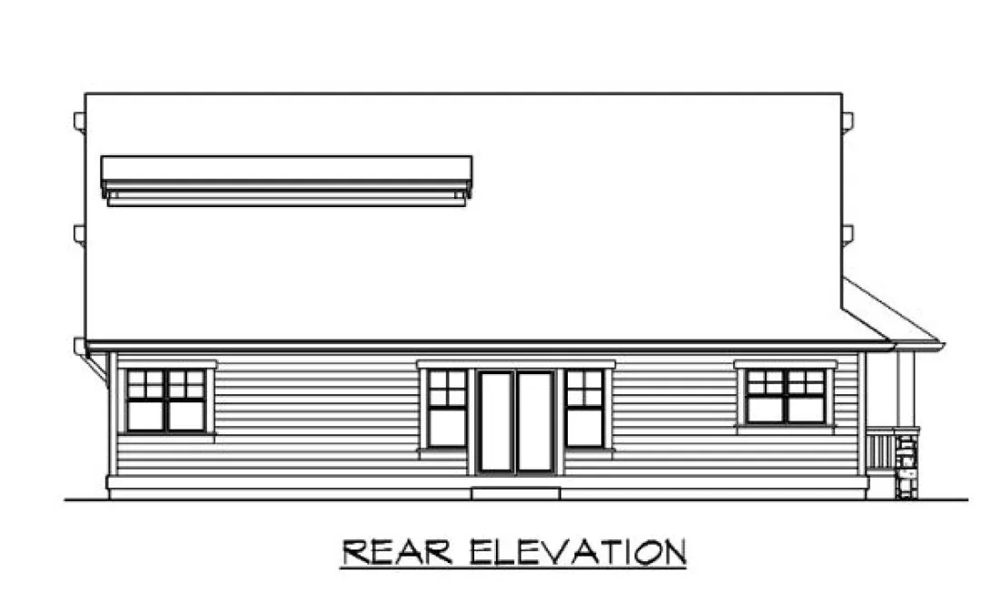 Rear Elevation for House Plan #333122