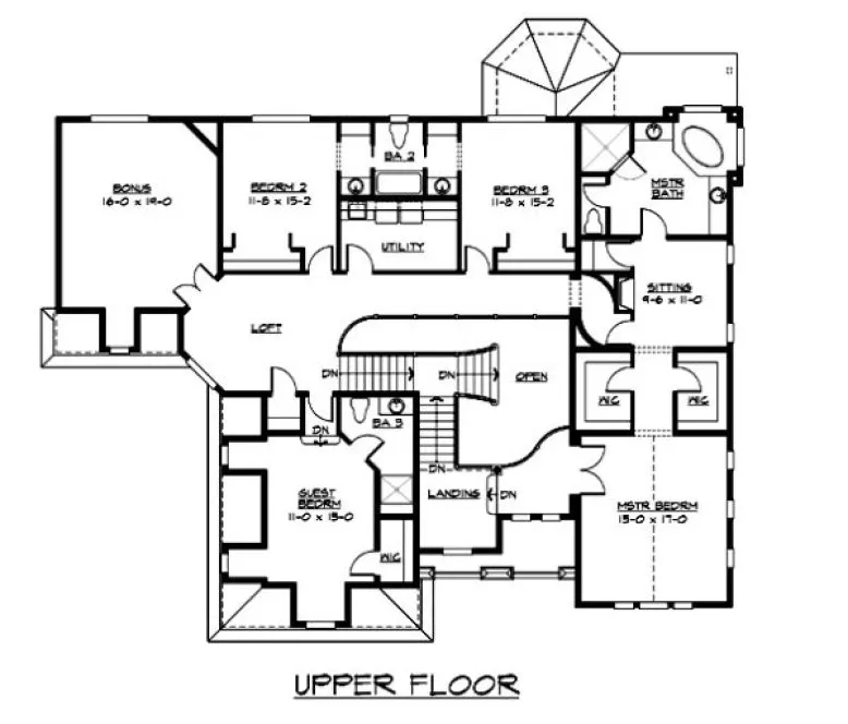 Second Floor Plan for House Plan #335264