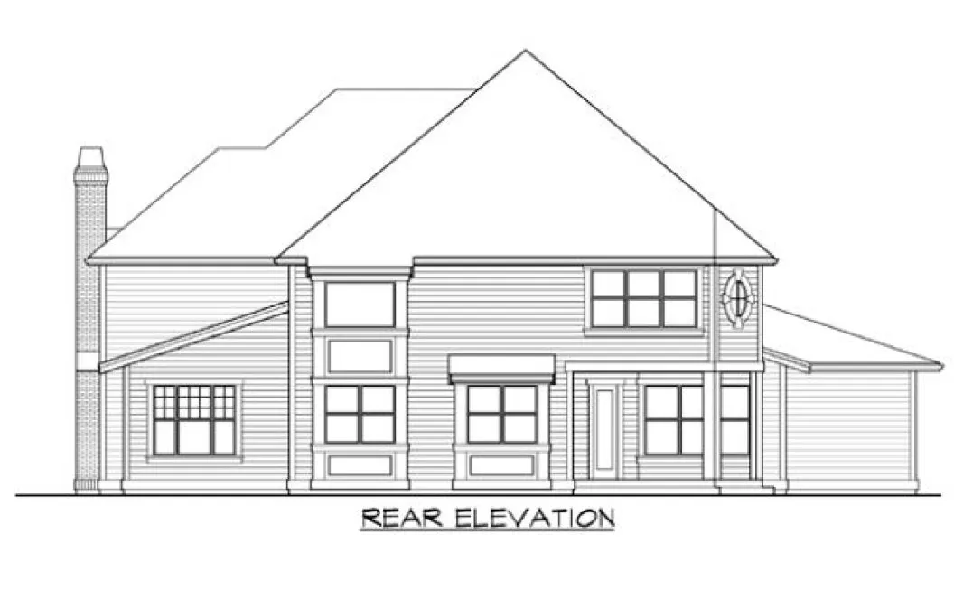 Rear Elevation for House Plan #330344
