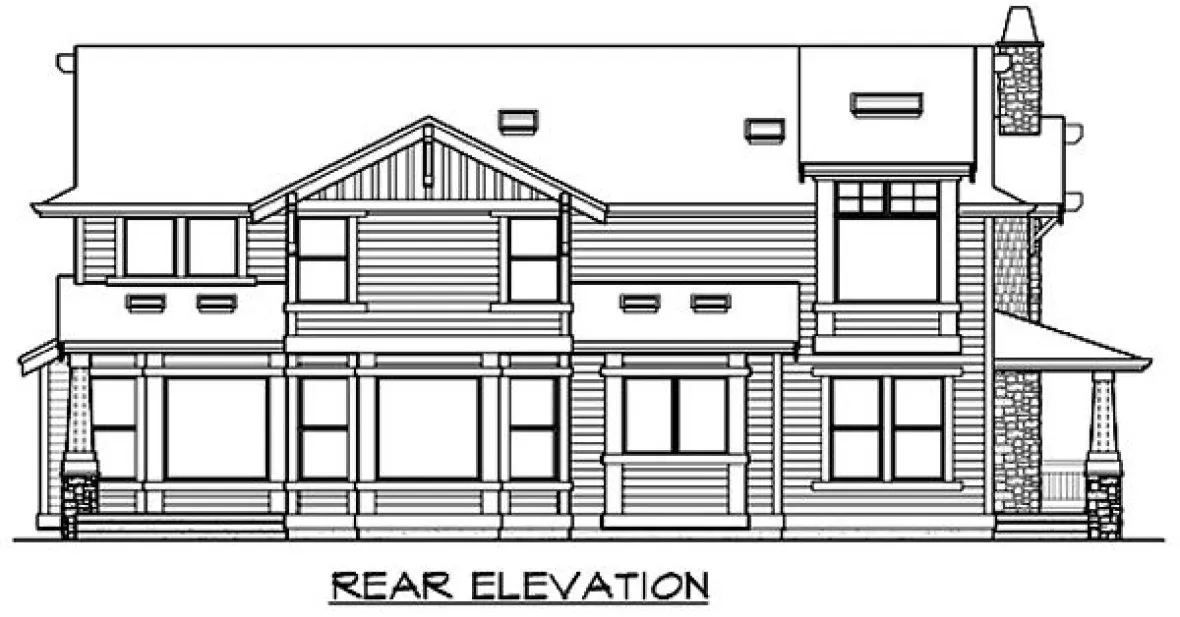 Rear Elevation for House Plan #330214