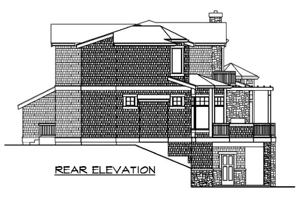 Rear Elevation for House Plan #336304