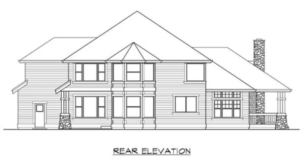 Rear Elevation for House Plan #335173