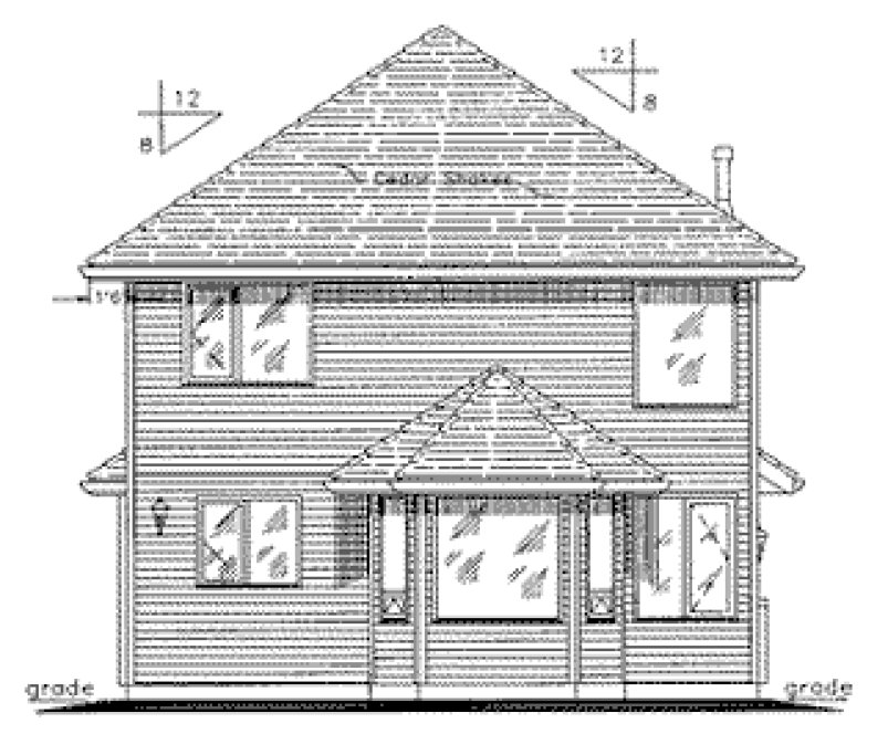 Rear Elevation for House Plan #134524