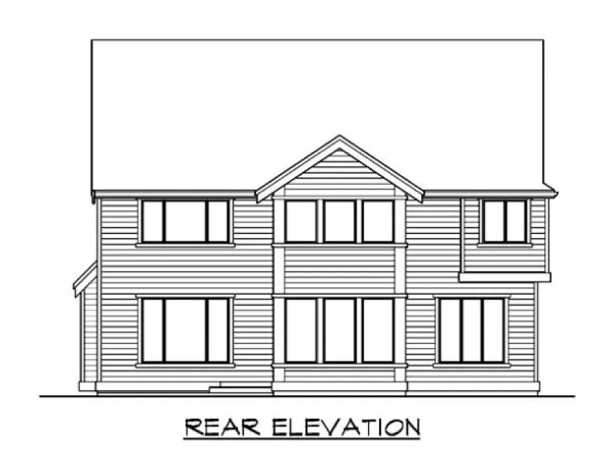 Rear Elevation for House Plan #333300