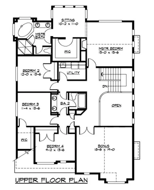Second Floor Plan for House Plan #333300