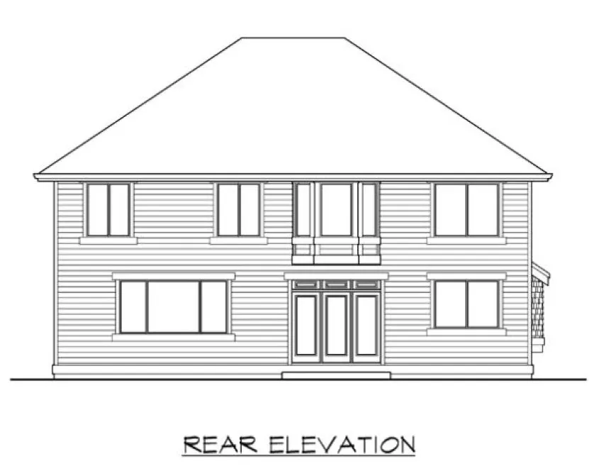 Rear Elevation for House Plan #333050