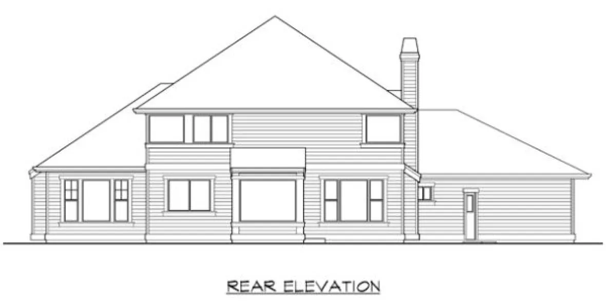 Rear Elevation for House Plan #335292