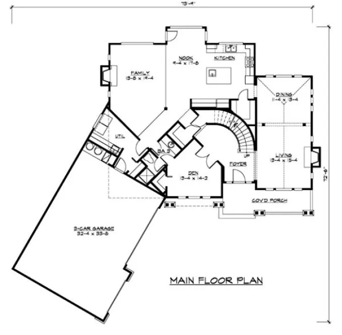 Main Floor Plan for House Plan #335292
