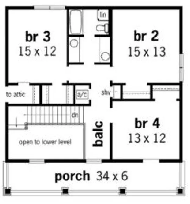 Second Floor Plan for House Plan #484062