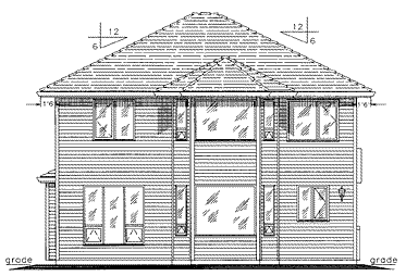 Rear Elevation for House Plan #139524