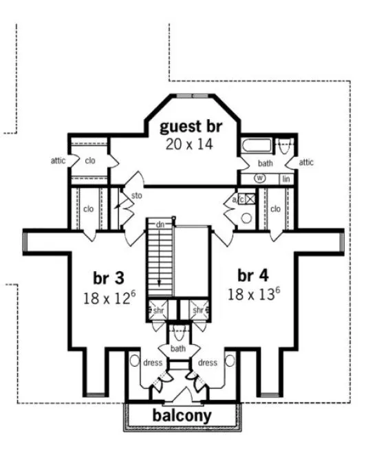 Second Floor Plan for House Plan #481023
