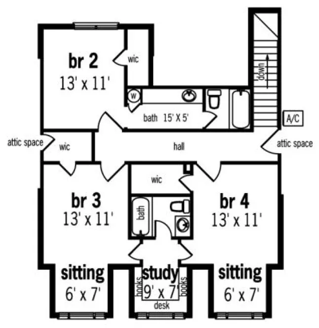 Second Floor Plan for House Plan #488052